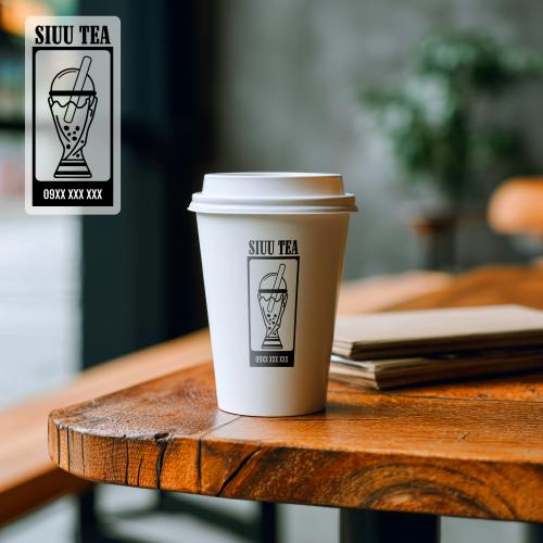 Mẫu tem nhãn dán ly, cốc trà sữa hình Worrld cup