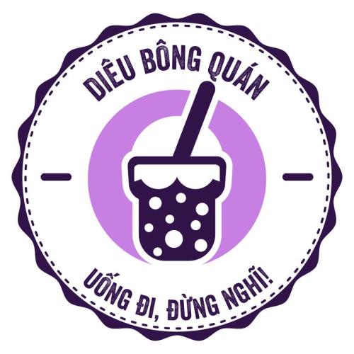 Mẫu tem dán ly trà sữa đẹp hot trend màu tím
