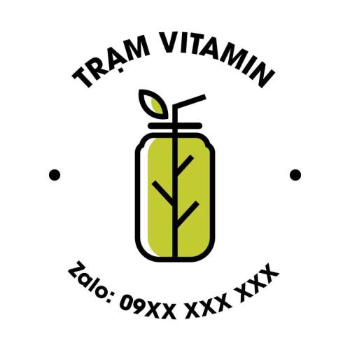 Mẫu tem decal quán nước trái cây phong cách tối giản