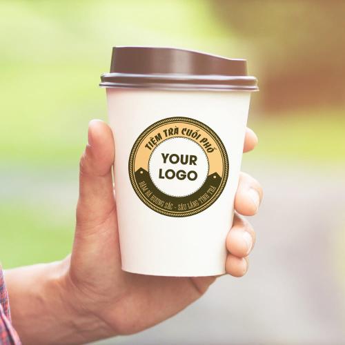 Mẫu tem nhãn decal quán trà, cafe kèm theo logo