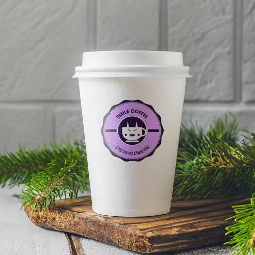 Mẫu tem decal quán cà phê thiết kế khuôn mặt dễ thương